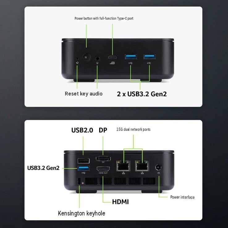 Portas do mini PC Swift Go com AMD Ryzen