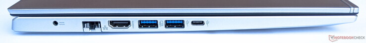 Esquerda: power in, GigabitLAN, 2x USB 3.1 Gen1 Tyep-A, 1x USB 3.1 Gen1 Tipo C