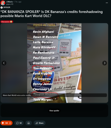 Créditos de Mario Kart World (Fonte da imagem: captura de tela, Mario subreddit)