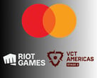 Os logotipos da Mastercard, Riot Games e VCT Americas são mostrados (Fonte da imagem: Mastercard, Riot Games, Valorant Champions Tour Americas YouTube com edições)