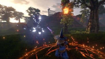 Uma imagem mostrando uma luta em Outward Definitive Edition