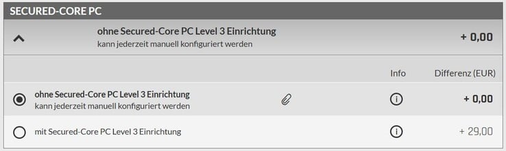 A pré-configuração do Secured-Core PC Level 3 custa 29 euros