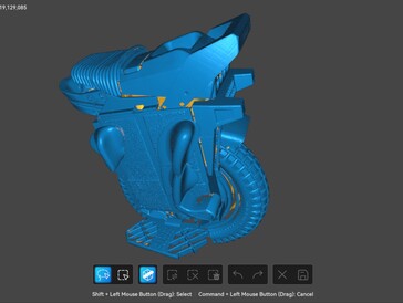 Modelo 3D digitalizado usando os modos de linha cruzada e linha paralela