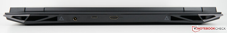 Traseira: conector de alimentação, USB-C (Thunderbolt 4), HDMI 2.1