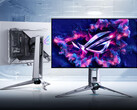 O Asus ROG Swift OLED PG27AQWP-W adota um design semitranslúcido, ao contrário de muitos monitores equivalentes. (Fonte da imagem: Asus)