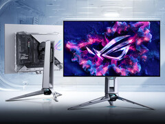 O Asus ROG Swift OLED PG27AQWP-W adota um design semitranslúcido, ao contrário de muitos monitores equivalentes. (Fonte da imagem: Asus)