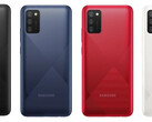 Os A02s Galaxy em todas as suas cores conhecidas. (Fonte: Samsung)