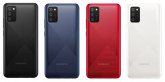 Os A02s Galaxy em todas as suas cores conhecidas. (Fonte: Samsung)