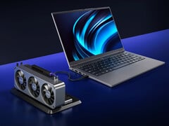 O Lecoo Pro 14 Core Edition é equipado com o processador Intel Core Ultra 5 135H. Na foto: o laptop com uma configuração de eGPU.