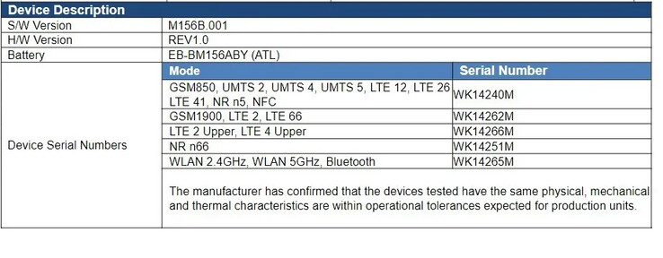 A bateria do Galaxy M15 5G...(Fonte: FCC)