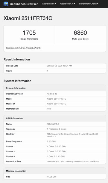 (Fonte da imagem: Geekbench)
