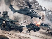 Battlefield 6, captura de tela com veículos do exército e figuras armadas, está se preparando para ser um forte retorno para a série de jogos. (Fonte da imagem: DICE) 