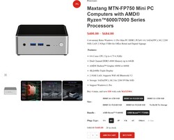 Configurações do Maxtang MTN-FP750 (fonte: Maxtang)