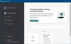 faltam 30 dias para o fim do Grammarly Desktop Editor (Fonte: Own) 