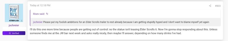 Jason Schreier comenta sobre The Elder Scrolls 6 no The Game Awards (Fonte da imagem: captura de tela, fóruns do ResetEra)