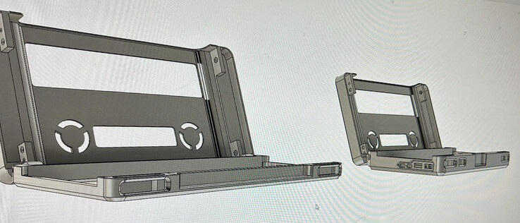 Renderizações CAD das duas soluções de encaixe do Lenovo Legion Go. (Fonte da imagem: u/MysteriousAlarm897)