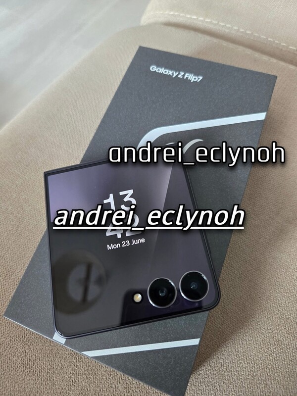 Alguém está comemorando seu novo Samsung Galaxy Z Flip7 um pouco cedo demais. (Fonte da imagem: andrei_eclynoh)