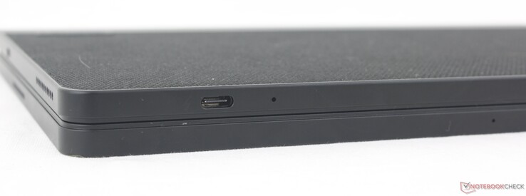 Frontal: USB-C 3.2 Gen. 2 (10 Gbps) + Power Delivery + DisplayPort, Microfone, Botão de volume