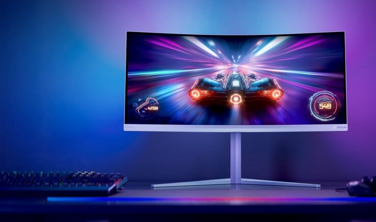 O monitor para jogos Philips Evnia 34M2C5601QA apresenta uma taxa de atualização máxima de 200 Hz. 