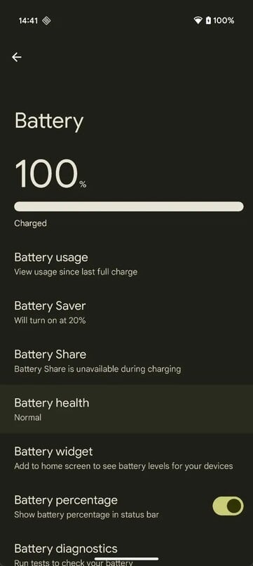 O recurso Battery Health mostra aos usuários o estado de sua bateria em comparação com uma nova bateria padrão. (Fonte da imagem: Android Authority)