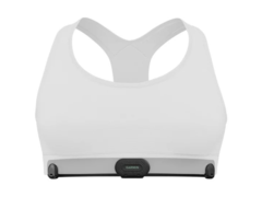 O monitor de frequência cardíaca Garmin HRM-Fit se prende a um sutiã esportivo (Fonte da imagem: Garmin)
