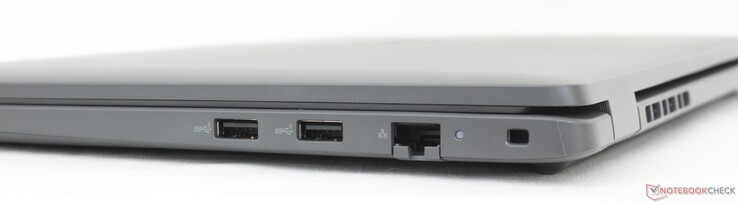 Direita: 2x USB-A 3.2 Gen. 1, Gigabit RJ-45, trava em forma de cunha