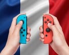 Controles Joy-Con do Switch mostrados com a bandeira francesa