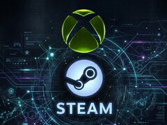 Os logotipos do Xbox e do Steam são exibidos