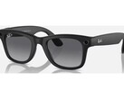Ray-Ban Meta Gen 2 preto, visto de frente sobre um fundo branco, com a câmera e o LED de captura nos cantos frontais