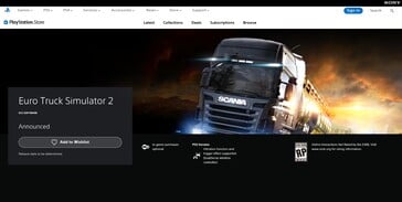 Listagem do Euro Truck Simulator 2 na PlayStation Store (Fonte da imagem: PlayStation)