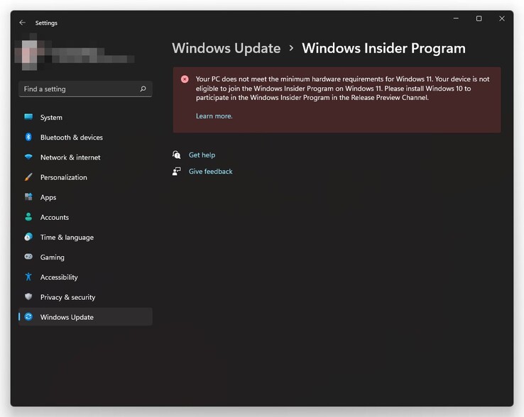 O Programa de Pré-visualização do Windows 11 Insider não está mais aberto a alguns dispositivos não suportados. (Fonte de imagem: @BetaWiki)