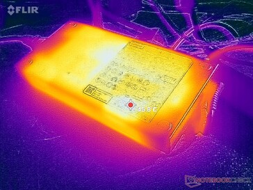 O adaptador CA pode atingir mais de 46 °C ao operar cargas exigentes por mais de uma hora