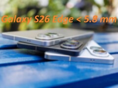 O Galaxy S26 Edge é 5% mais fino do que o Galaxy S25 Edge mostrado aqui. (Fonte da imagem: Notebookcheck, editado)