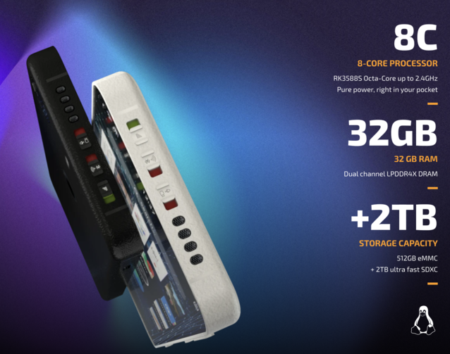 O NEXX vem com interruptores de hardware para rádios e portas USB, mas é improvável que a CPU concorra com os smartphones modernos (Fonte da imagem: Liberux)