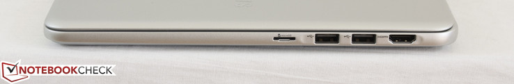 Right: MicroSD reader, 2x USB 3.0, HDMI