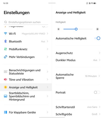 Página de configurações