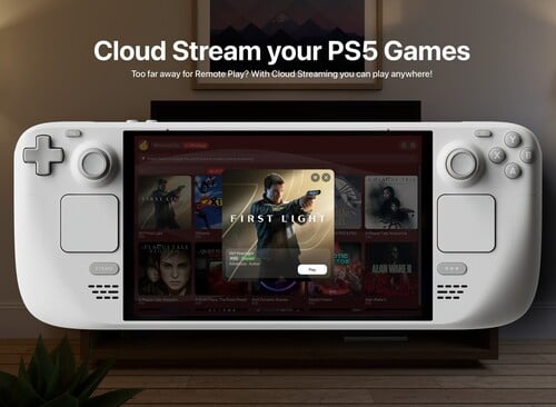 Asobi: Remote Play demonstrado com streaming na nuvem em um Steam Deck