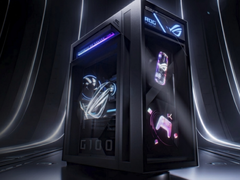 O desktop Asus ROG G1000 - retratado em um fundo escuro estilizado. (Fonte da imagem: Asus)