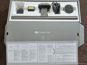 Veja a seguir o que está incluído na embalagem do BenQ ScreenBar Halo 2.