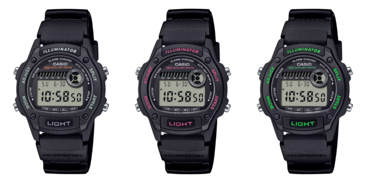 Da esquerda para a direita: Casio W-220H-1AV, W-220H-1A2V e W-220H-1A3V. (Fonte da imagem: Casio)