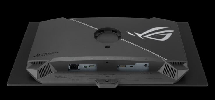 O ROG Strix OLED XG27ACDMS tem uma seleção de portas bastante limitada. (Fonte da imagem: Asus)