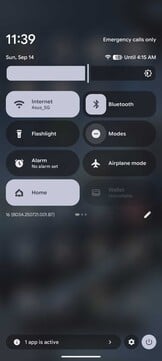 Sombra de notificação com Quick Settings