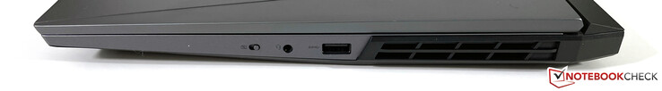 Lado direito: E-Shutter para webcam, 3,5 mm estéreo, USB-A 3.2 Gen.1