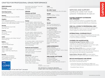 Lenovo ThinkBook 16 G4+ - Especificações. (Fonte da imagem: Lenovo)