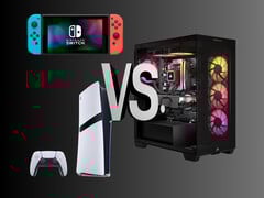Gráfico de jogos de PC vs. console (Fonte da imagem: Nintendo of America, Sony PlayStation, Corsair Gaming com edições)