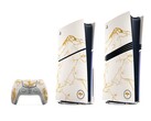A edição limitada Gold Ghost of Yotei DualSense, PS5 Slim e PS5 Pro. (Fonte da imagem: PlayStation)