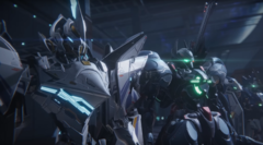 Captura de tela do Mecha Break mostrando mechs prontos para a batalha