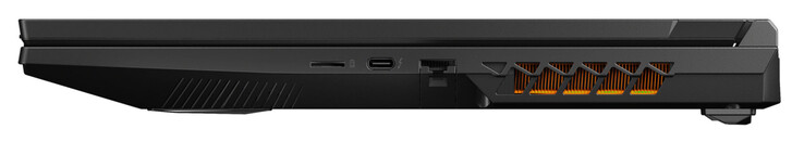 Lado direito: Leitor de cartão MicroSD, Thunderbolt 4 (USB-C; DisplayPort), Gigabit Ethernet