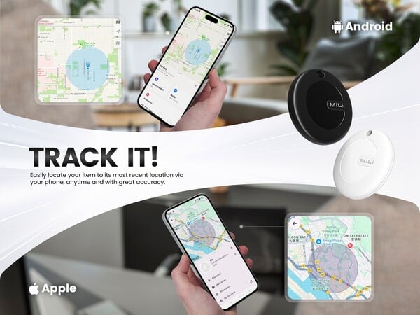 O MiTag Duo não tem um aplicativo complementar separado, pois funciona com os aplicativos Find My e Find My Device. (Fonte da imagem: MiLi)