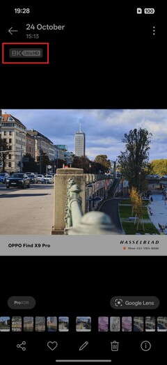 Na galeria de fotos, as imagens de 50 MP são rotuladas como 8K Ultra HD.